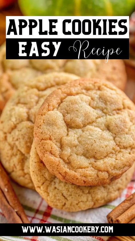 Apple Cookies Recipe - Wasian Cookery Kroger Apple Cinnamon Soft Top Cookies, Dessert Recipes Using Apples, Sweets With Apples, Cookie Recipes Apple, 1 Apple Recipe, Apple Honey Cookies, Easy Apple Recipes Quick, Recipes Using Fresh Apples, Apple Spice Cookies