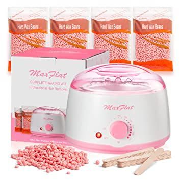 Wax Machine, Hard Wax Kit for Hair Removal MaxFlat Wax Pot at Home Waxing Kit for Women with 4 Bag Rose Hard Wax Beans 14.1oz, 20 Wax Applicator Sticks for Full Body Brazilian, Armpit, Eyebrow, Armpit, Bikini, Leg Waxing Kit Home Waxing, Home Waxing Kit, Silicone Muffin Cups, Wax Machine, Hair Removal Wax, Hard Wax Beans, Wax Pot, Wax Beans, Wax Kit