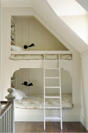 Super fun sleep area for a small living space! Cool Bunk Beds For Kids, Small Sleeping Spaces, Pretty Homes, Bunk Beds Built In, Building Inspiration, Built In Bunks, Bunk Rooms, Cool Bunk Beds, Attic Room