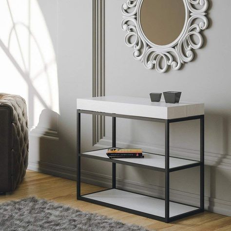 Group Design Extending Console Table Plano White Frame Ash Anthracite Grey Extending to 3 Metres: Amazon.co.uk: Kitchen & Home Console Extensible, Pub Table, Extendable Dining Table, Garden Furniture, White Frame, E Design, Console Table, Standing Desk, Entryway Tables