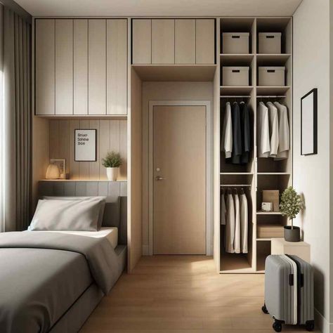 Top 18 Wardrobe Designs for Small Bedrooms 2024 Built In Closet Small Bedroom, Full Wall Wardrobe, Small Wardrobe Ideas, Designs For Small Bedrooms, Fitted Wardrobe Ideas, Tiny Bedroom Design, Closet Small Bedroom, Wardrobe Designs, Open Closet