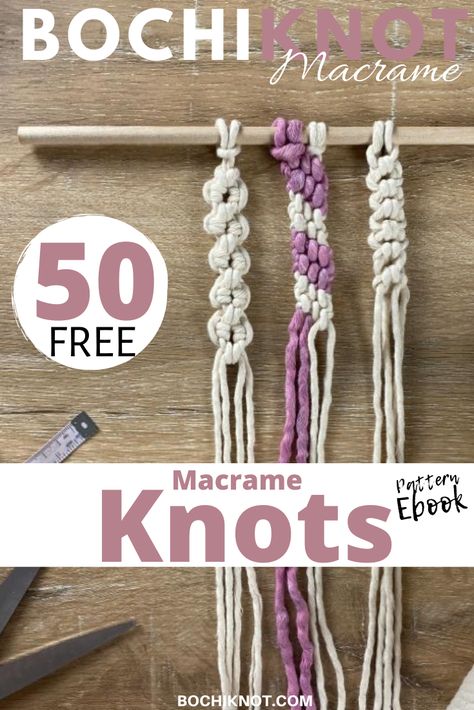 Macrame knots for beginners 101: Learn the basic macrame knots with our downloadable PDF step by step guide and watch our video tutorial on YouTube. Use these knots to make plant hangers, wall hanging, jewelry, and even bracelets. The instructions are easy to learn, so you can begin to DIY your own macrame in no time. #Macrame #MacrameKnots #howtomakemacrame #macramejewelry #macrameyarn Macrame Knot Guide, Macrame Rope Pattern, Basic Macrame Knots Step By Step Video, Macrame With Yarn Diy, Beginning Macrame Projects, Macromae Bracelets Diy, Hemp Bracelet Diy Step By Step, Macrame Projects Ideas Diy Tutorial, Macrame Knots Step By Step Patterns