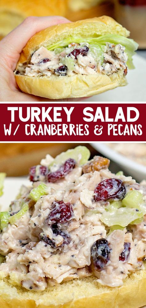 Leftover Turkey Recipes Easy, Turkey Recipes Easy, Recipe With Cranberries, Turkey Salad Sandwich, Easy Leftover Turkey Recipes, Turkey Salad Recipe, Leftover Turkey Casserole, Cranberry Turkey, Leftover Recipes