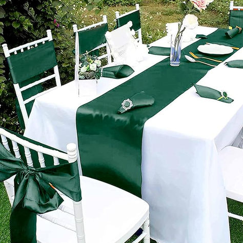 🎄【Package Include】You will get 50 PCS Satin Sash Chair Decorative Bow Designed Chair Cover Chair Sashes.Color: Forest Green. Size: 7" x 108" (17x275cm).The approx length makes these sashes a perfect choice for all them of party & wedding chairs.Flat Packing, please DIY to tie the bow yourself. Chair Sashes Only ,White Covers not included. Dark Green Wedding Decor, Christmas Banquet, Ivory Chair, Chair Covers Party, Dark Green Wedding, Thanksgiving Wedding, Chair Bows, Chair Sash, Bow Sash