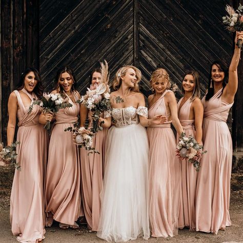 Bridesmaids Dress Blush — We Are Flowergirls | Custom & Handmade Flower Crowns Pink Bridesmaid Dresses Long, Bridal Squad, Champagne Bridesmaid, Champagne Bridesmaid Dresses, Gold Bridesmaid Dresses, Custom Bridesmaid Dress, Blush Bridesmaid Dresses, Pink Wedding Dress, Pink Bridesmaid Dresses