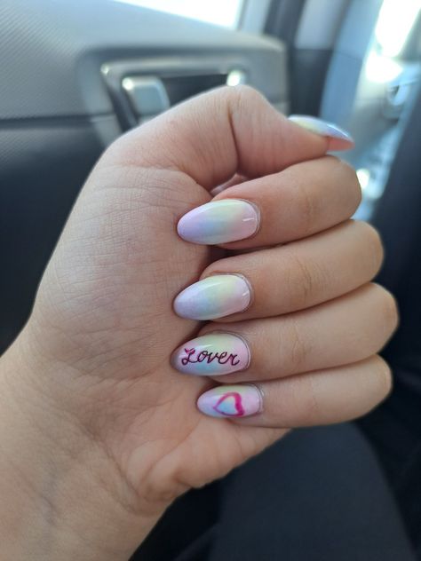 Lover Themed Nails Taylor Swift, Lover Album Nails, Lover Themed Nails, Lover Era Nail Ideas, Eras Tour Nails Lover, Kentucky Nails, Nails Taylor Swift Inspired, Taylor Swift Themed Nails, Lover Era Nails