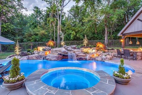 Pool Kings, Pool Tanning, Backyard Upgrades, Deck And Patio, Pool Water Features, Pool Waterfall, Concrete Pool, Small Pools, Dream Pools