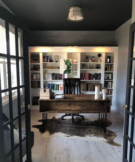 Office Decor Executive, Mens Executive Office, Home Office Male Design, Minimalist Executive Office, Low Cost Office Design, Men’s Study Ideas, Masculine Office Decor Professional Work, Home Office With Dark Wood Furniture, Office Desk Masculine