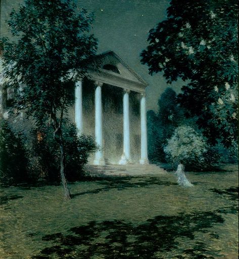 May Night, 1906 by Willard Leroy Metcalf American Impressionism, Old Garden, National Gallery Of Art, Rural Landscape, Acrylic Oil Painting, Gifts For An Artist, Patron Saints, American Artists, Figure Painting