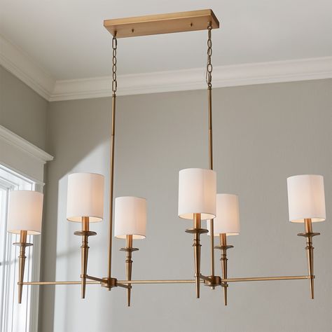 Chandelier Over Kitchen Island, Chandelier Over Island, Kitchen Table Chandelier, Dinning Room Light Fixture, Transitional Chandelier, Dining Table Light, Rectangular Chandelier, Dining Chandelier, Kitchen Chandelier