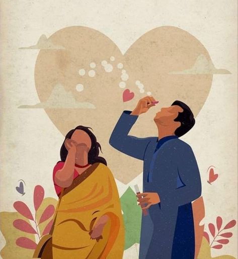 Illustration Art Couple Aesthetic, Indian Couple Illustration Art, Kolkata Illustration Art, Indian Couple Drawing, Indian Couple Painting, Indian Couple Art, Indian Couple Illustration, Amanda Oleander, When No One Is Watching