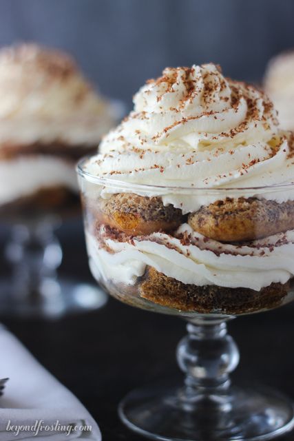 This fall I am craving Maple Bourbon Tiramisu Parfaits. Lady fingers soaked in espresso spiked with bourbon and maple syrup layered with a maple mascarpone mousse. Bourbon Tiramisu, Bourbon Dessert, Mascarpone Mousse, Beyond Frosting, Bourbon Recipes, Specialty Food Store, Tiramisu Dessert, Maple Bourbon, Coffee Treats