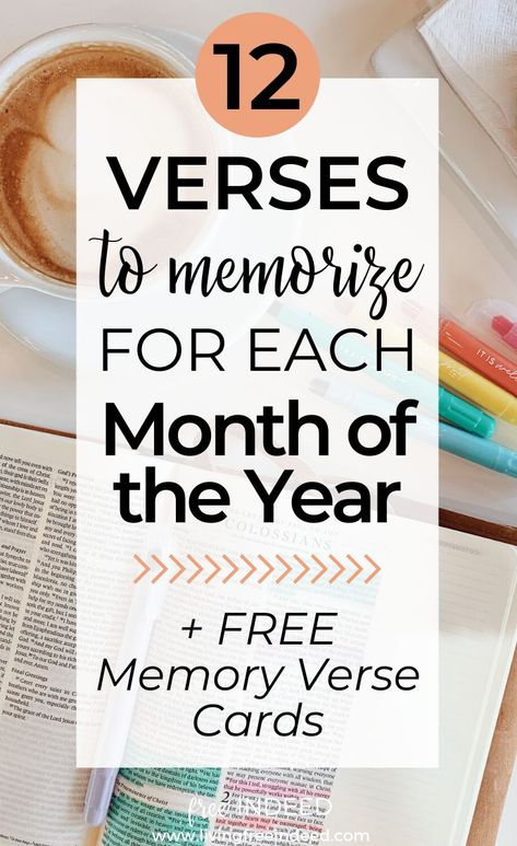 Bible Verses to Memorize for Every Month of the Year | Scripture Writing Plan | Free Printable Verse Cards Scripture Memorization For Women, Memorizing Scripture For Women, Bible Memory Verses For Women, Verses To Memorize For Women, Bible Verse To Memorize, New Year Devotional For Women, Bible Verses To Memorize For Women, Verses For The New Year, Monthly Bible Verses