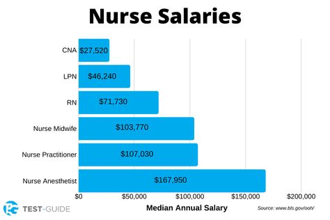 How much can you expect to make as a nurse? Comparison infographics and useful article for healthcare salaries. #nursing #nurse #nursingstudent #career Acute Care Nurse Practitioner, Nurse Tech, Nurse Salary, Georgia Us, Nursing Board, Healthcare Careers, Nursing Exam, Nurse Anesthetist, Nurse Midwife