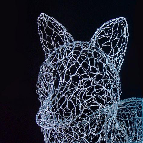 Life Size Fox Wire Sculpture - head by Ruth Jensen, via Flickr Wire Animals, Chicken Wire Sculpture, Chicken Wire Art, Chicken Wire Crafts, Wire Wall Art, Wire Sculptures, Wire Art Sculpture, Sculpture Head, Willow Weaving