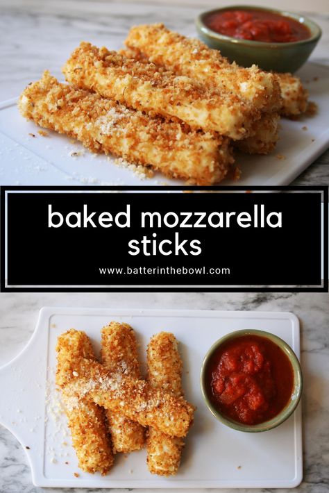 Baked Mozzarella Sticks, Baked Mozzarella, Mozzarella Stick, Homemade Mozzarella Sticks, Fried Mozzarella, Mozzarella Sticks Recipe, Homemade Mozzarella, Appetizer Party, Mozzarella Cheese Sticks