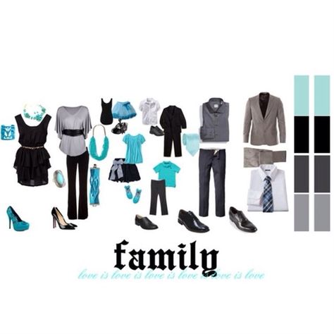 Black grey and teal. Family photo shoot outfit inspiration. Family Pictures What To Wear, Family Photos What To Wear, Family Portrait Outfits, Family Photo Colors, Picture Day Outfits, Family Projects, Neutral Outfits, Quoi Porter, Styling Guide