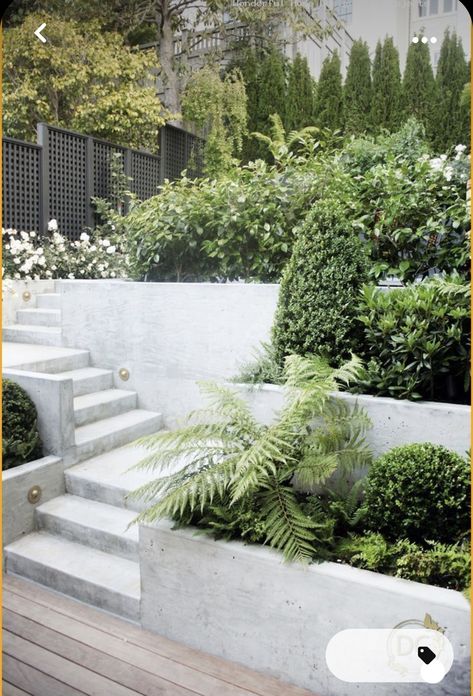 Steep Gardens, Sloped Backyard Landscaping, Landscape Stairs, Sloped Backyard, Landscaping Retaining Walls, Garden Stairs, Exterior Stairs, Back Garden Design, Hillside Landscaping