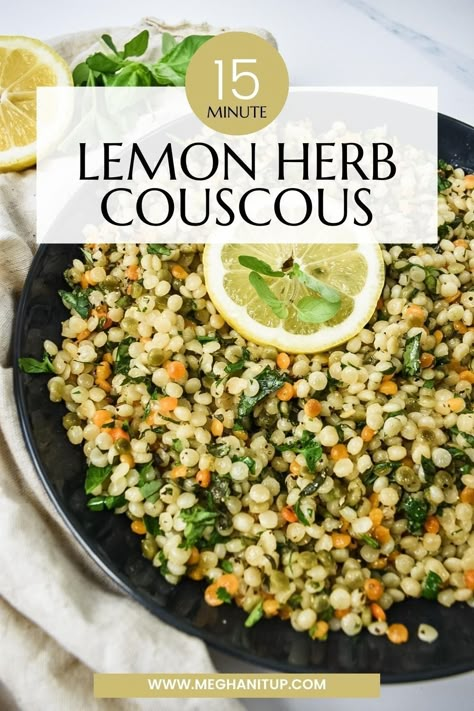 Lemon Asparagus Couscous Salad, Lemon Herb Couscous Salad, Cous Cous Side Dish Recipes, Lemon Herb Couscous, Herbed Couscous Recipes, Herb Couscous Recipes, Fish And Couscous Recipe, Greek Couscous Recipes, Couscous Recipes Side Dishes