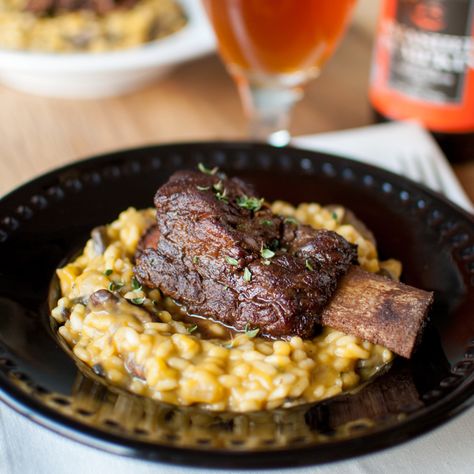 Pumpkin-Pumpkin Beer Risotto w/ Coffee & Chocolate Stout Glazed Short Ribs TODAY on The Devil Wears Parsley! Ginger Coffee, Pumpkin Risotto, Pumpkin Beer, Veggie Stock, Short Rib, Coffee Chocolate, Pumpkin Pumpkin, Chocolate Glaze, Cooking For One