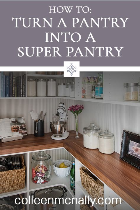 Creating A Pantry, Turning Pantry Into Butler Pantry, Turning A Closet Into A Butlers Pantry, Pantry With Cabinets And Counter, Builder Grade Corner Pantry Makeover, Large Pantry Walk In Barn Door, Installing Pull Out Shelves In Pantry, Butler Pantry Decor, Corner Pantry Organization