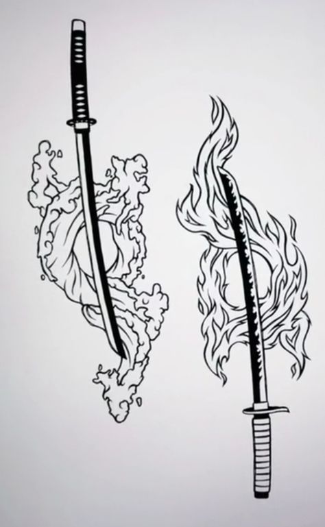 demo slayer tattoo Demon Slayer Swords Tattoo Ideas, High Frequency Tattoo, Demon Slayer Swords Tattoo, Matching Demon Slayer Tattoos, Tattoo Ideas For Men Anime, Tattoo Ideas Demon Slayer, Anime Tattoo Demon Slayer, Simple Demon Slayer Tattoo, Anime Tattoos Small Demon Slayer