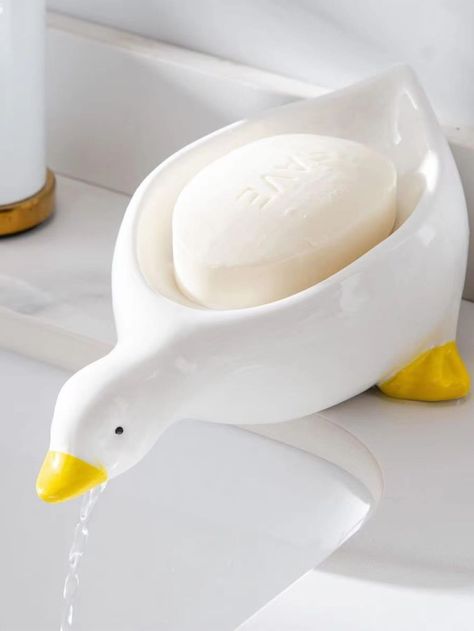 1pc White Plastic Duck Shaped Soap Dish, Suitable For Kitchen Bathroom Countertop Storage Box, Anti-slip Drainage Soap Holder Container Bathroom AccessoriesI discovered amazing products on SHEIN.com, come check them out! Ceramic Soap Dish, Bathroom Countertop, Soap Tray, Bathroom Soap Dispenser, Soap Boxes, Sink Accessories, Bath Fixtures, Soap Holder, Bathroom Hardware