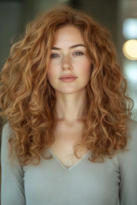 Person with curly red hair and a neutral expression, wearing a light gray top. Copper On Brown Hair, Light Brown Copper Hair Color, Light Reddish Brown Hair, Light Ginger Brown Hair, Ginger Brown Hair Color, Blonde Cowboy, Brown Medium Hair, Copper Strawberry Blonde, Brown Strands