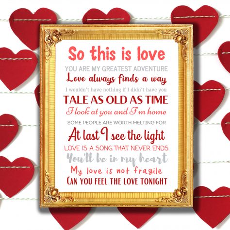 Disney Valentine's Day printables to decorate your home this season! - Disney in your Day Disney Valentines Decor, Disney Valentines Day Decorations, Valentines Cricut, Best Disney Quotes, Disney Candy, Disney Love Quotes, Disney Treats, Disney Valentines, Valentine's Day Printables