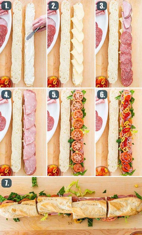 Italian Sub Sandwich, Italian Dressing Recipes, Baguette Sandwich, Sub Sandwich, Crispy Bread, Homemade Italian Dressing, Types Of Sandwiches, Italian Sub, Cold Sandwiches