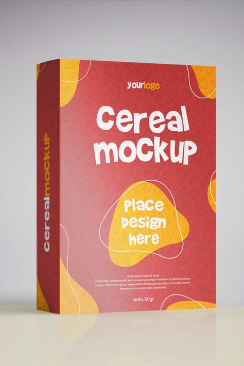 Download the free cereal box packaging mockup. PSD template with well-organized layers. Built with Smart Layers, you can easy to modify it in Photoshop. High-quality with a dimension of 3000×2000 at 300 dpi. Cereal Box Template, Cereal Box Packaging, Cereal Box Design, Portfolio Mockup, Cereals Packaging Design, Box Packaging Templates, Coffee Packaging Design, Cereal Packaging, Coffee Infographic