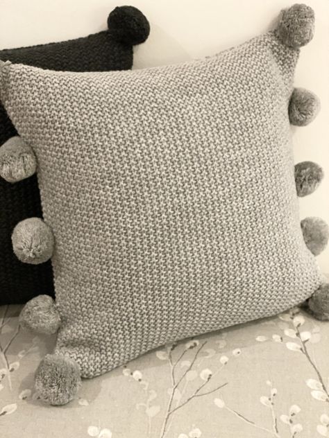 Knitted Cushions, Worcester, Pom Poms, Interior Inspiration, Charcoal Grey, Decor Inspiration, Pom Pom, Unique Designs, Cushions