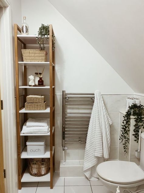 11 Apartment Bathroom Ideas That Will Spruce It Up – May the Ray Bamboo Bathroom Aesthetic, Bathroom Shelving Unit Ideas, Bathroom Idea Aesthetic, Organized Bathroom Shelves, Neutral Minimalist Bathroom, White And Bamboo Bathroom, Neutral Bathroom Decor Ideas Earth Tones, Neutral Bathroom Aesthetic, Bamboo House Decor