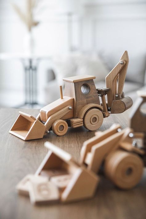 Christmas Souvenir, Excavator Toy, Wooden Cars, Baby Montessori, Wooden Toys For Toddlers, Montessori Baby Toys, Hinged Frame, Eco Toys, Wooden Car