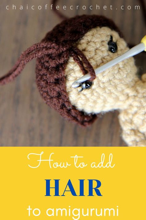 How To Add Hair To Crochet Doll, How To Crochet Hair For Amigurumi Dolls, Hair For Crochet Dolls, Doll Hair Crochet Free Pattern, Amigurumi Hair Doll, Crochet Hair For Amigurumi Doll, Amigurumi Doll Hair Tutorial, Crochet Amigurumi Doll Hair Free Pattern, How To Crochet Doll Hair