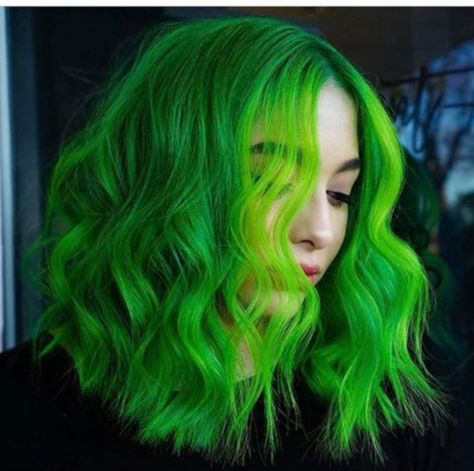 The Hottest Neon Hair Colors to Try in 2019 Bright Green Hair, Hair Colors To Try, Neon Hair, Green Hair, Hair Dye, Bright Green, Hair Colors, A Woman, Dye