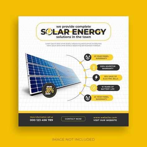 PSD renewable and clean solar energy soc... | Premium Psd #Freepik #psd #solar #solar-energy #solar-panel #solar-power Solar Panel Flyer Design, Solar Panel Poster Design, Engineering Social Media Design, Solar Social Media Post, Solar Creative Ads, Solar Panel Creative Ads, Solar Energy Poster, Solar Panel Design, Save Energy Poster