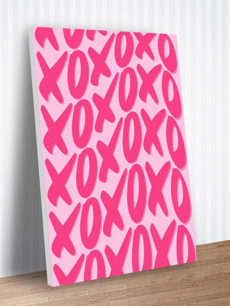 Baddie Paintings Canvas Pink, Easy Pink Painting Ideas On Canvas, Hot Pink Wall Art, Sibling Room, Room Decoration Bedroom, Framed Canvas Painting, Pink Painting, Bedroom Desk, Desk Decoration