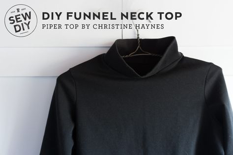 DIY Funnel Neck Top – Review of the Piper Top by Christine Haynes | Sew DIY Mock Neck Sewing Pattern, Funnel Neck Top, Pattern Terminology, Cami Pattern, Ogden Cami, Wardrobe Plan, High Neck Shirt, High Neck Shirts, Sewing Details