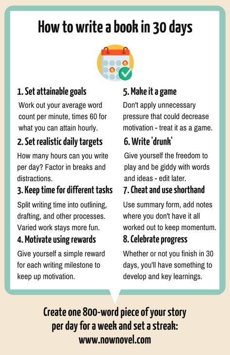 How to write a book in 30 days - tips for NaNoWriMo and beyond. How To Write A Book In 30 Days, Novel Writing Checklist, Write A Book In 30 Days, How To Right A Book Tips, Write A Novel In 30 Days, How To Write Your Life Story, How To Write Novel, How To Start Writing A Book About Your Life, Write A Book How To Start