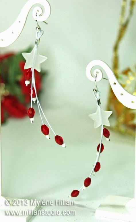 Star of Bethlehem Earrings Christmas Diy Earrings, Diy Christmas Earrings, The Star Of Bethlehem, Christmas Jewelry Diy, Star Of Bethlehem, Shade Of Red, Christmas Bead, Star Diy, Red Beads