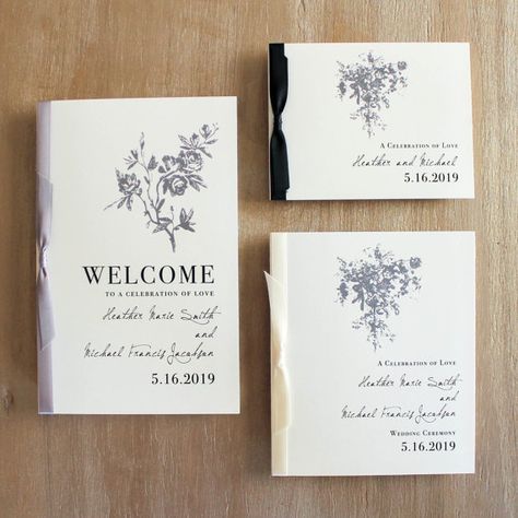 Traditional Wedding Ceremony Booklets with Gray/Ivory or Booklet Covers (w/Blank Interior Pages) Cus All White Ceremony, Wedding Ceremony Booklet, Ceremony Booklet, White Ceremony, Wedding Booklet, Booklet Cover, Small Booklet, Preparing For Marriage, Wedding Ceremony Traditions