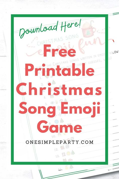 Add some more fun to your upcoming Christmas party with this Free Printable Christmas Song Emoji Game. Fifteen fun and original Christmas song puzzles to solve. - - - CLICK HERE to download your Free Printable Christmas Song Emoji Game - - - #christmassongemojigame #christmassongemojigamefree #christmassongemojigameanswers Emoji Christmas Song Game Free Printable, Christmas Emoji Game With Answers, Christmas Song Emoji Game, Song Emoji, Emoji Answers, Christmas Song Games, Free Christmas Games, Christmas Party Printables, Emoji Christmas