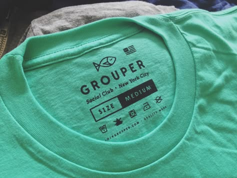 Grouper Clothing Tag by Kyle Anthony Miller Tag Template Free, Clothing Labels Design, T Shirt Label, Hang Tags Clothing, Tag Templates, Design Jersey, Shirt Label, Tshirt Printing Design, Shirt Printing