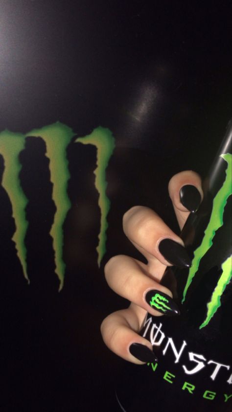 Monster Energy Nails, Green Nails Inspiration, Press On Nails Aesthetic, Rodeo Nails, Stiletto Press On Nails, Monster Nails, Nail Aesthetic, Neon Nail Designs, Trendy Stuff