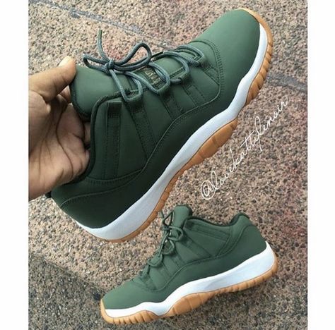 Jordan 11s custom matte green Green Jordans, Jordan 11s, Fresh Shoes, Gym Shoes, Jordan 11, Dream Shoes, Jordan Shoes, Sneaker Head, Tennis Shoes