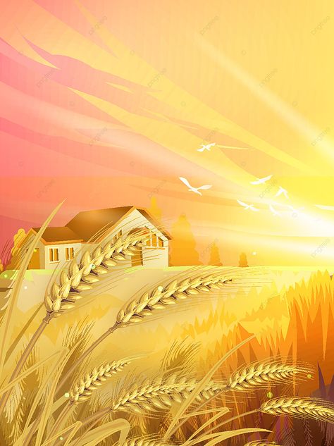 Cartoon Background Of Wheat Field In Autumn Harvest Season Harvest Background, Harvest Painting, Harvest Wallpaper, Sky Background Images, Farm Background, Farm Cartoon, Wheat Cereal, Cradle Ceremony, Autumn Sky