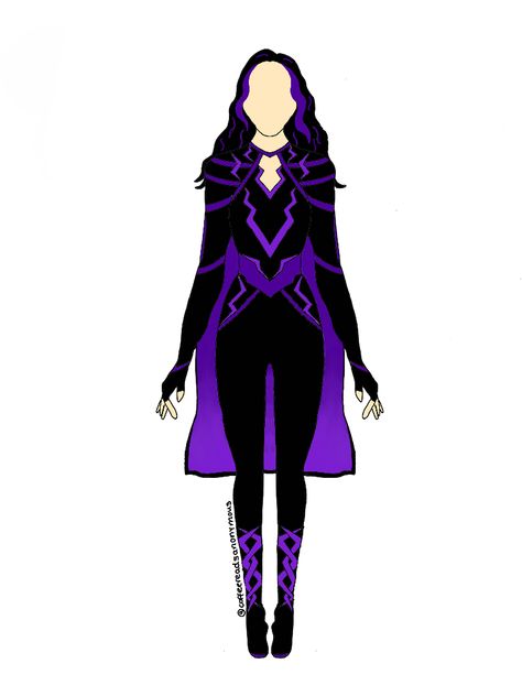 Marvel Suits Design Female Purple, Super Suit Design, Avengers Dr, Shadow Magic, Powers Art, Dr Marvel, Mcu Dr, Tiktok Followers, Superhero Suits