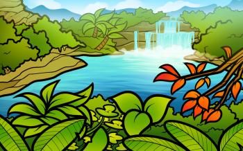 how to draw a lagoon Rainforest Pictures, Waterfall Drawing, Jungle Drawing, Forest Drawing, Beautiful Sketches, Nature Collection, Plant Drawing, Tropical Rainforest, Drawing Videos