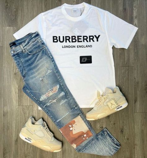 Outfit Jordan 4, Man Fits, Outfit Jordan, Summer Swag Outfits, Clothes Wishlist, Burberry Shirt, Hype Clothing, Black Men Fashion Swag, Black Men Street Fashion